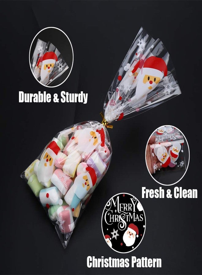 STEFORD 144PCS Christmas Cellophane Bags,Xmas Clear Candy Treat Cellophane Bag with 210PCS Twist Ties for Christmas Party Favors - Image 3